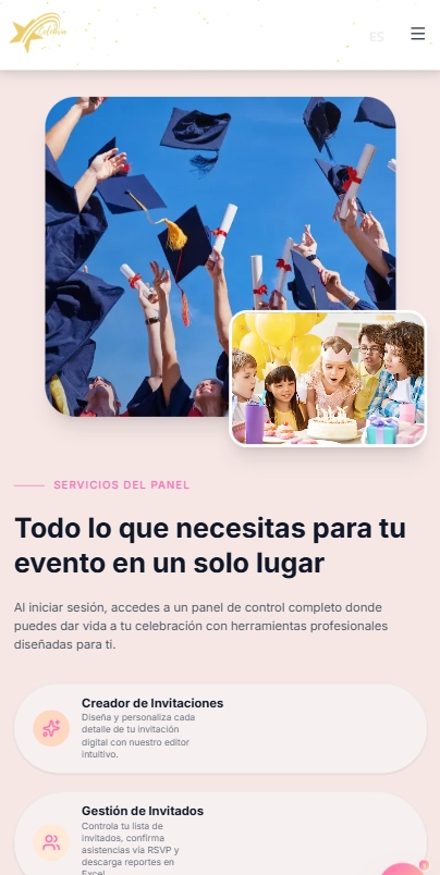 Panel de servicios de Celebria